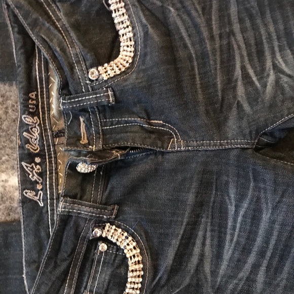 L A Idol Crystal Designer Jeans - Picture 1 of 15